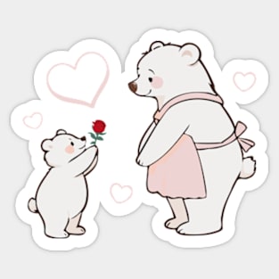 Bear Baby Gifting a Rose to Mom Sticker